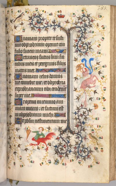 Ore di Carlo il Nobile, Re di Navarra 1361-1425: fol. 187r, Testo, c. 1405 da Master of the Brussels Initials and Associates