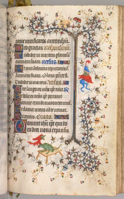 Ore di Carlo il Nobile, Re di Navarra 1361-1425: fol. 191r, Testo, c. 1405 da Master of the Brussels Initials and Associates