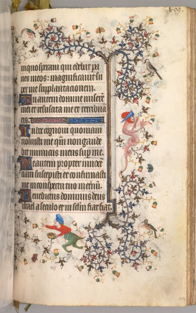 Ore di Carlo il Nobile, Re di Navarra 1361-1425: fol. 199r, Testo, c. 1405 da Master of the Brussels Initials and Associates