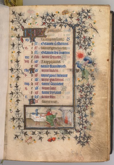Ore di Carlo il Nobile, Re di Navarra: fol. 1r, Gennaio da Master of the Brussels Initials and Associates