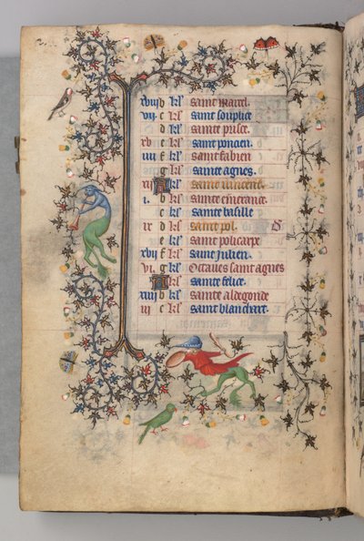 Ore di Carlo il Nobile, Re di Navarra: fol. 1v, Gennaio da Master of the Brussels Initials and Associates
