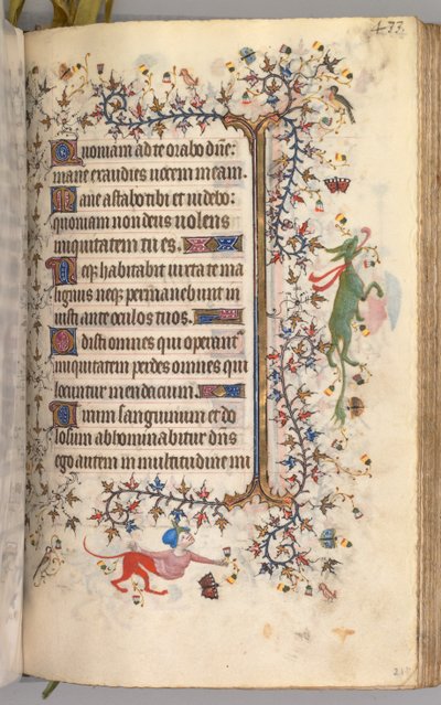 Ore di Carlo il Nobile, Re di Navarra 1361-1425: fol. 211r, Testo, c1405 da Master of the Brussels Initials and Associates