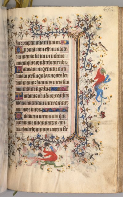 Ore di Carlo il Nobile, Re di Navarra 1361-1425: fol. 213r, Testo, c. 1405 da Master of the Brussels Initials and Associates