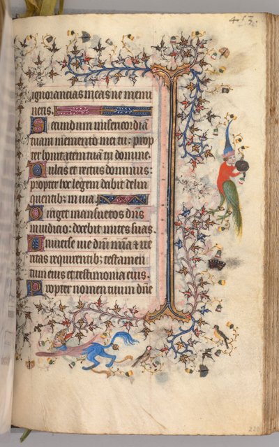 Ore di Carlo il Nobile, Re di Navarra 1361-1425: fol. 221r, Testo, c. 1405 da Master of the Brussels Initials and Associates