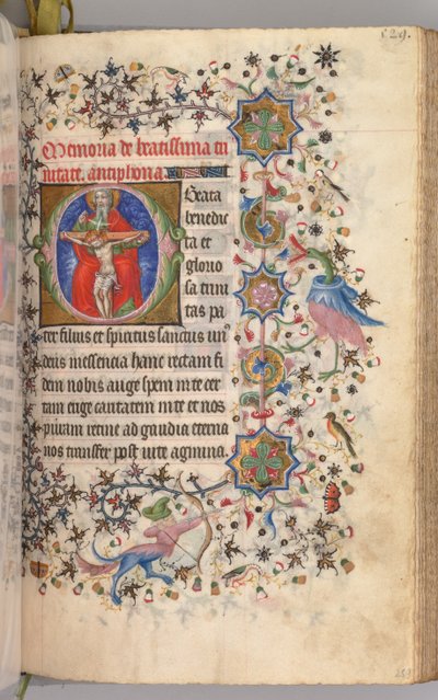 Ore di Carlo il Nobile, Re di Navarra 1361-1425: fol. 259r, La Trinità da Master of the Brussels Initials and Associates