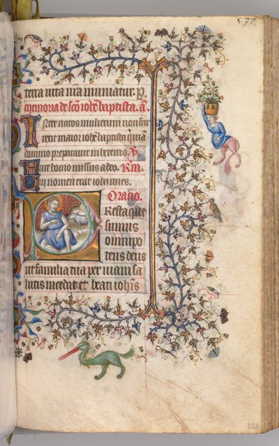 Ore di Carlo il Nobile, Re di Navarra 1361-1425: fol. 260v, San Giovanni Battista, c. 1405 da Master of the Brussels Initials and Associates