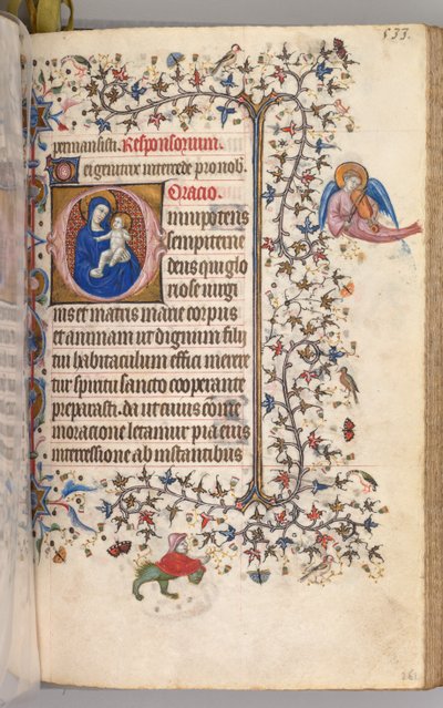 Ore di Carlo il Nobile, Re di Navarra 1361-1425: fol. 261r, Vergine e Bambino, c. 1405 da Master of the Brussels Initials and Associates