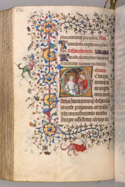 Ore di Carlo il Nobile, Re di Navarra 1361-1425: fol. 262v, Testo, c. 1405 da Master of the Brussels Initials and Associates