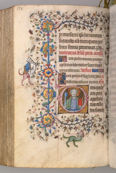 Ore di Carlo il Nobile, Re di Navarra 1361-1425: fol. 263r, San Pietro, c. 1405 da Master of the Brussels Initials and Associates