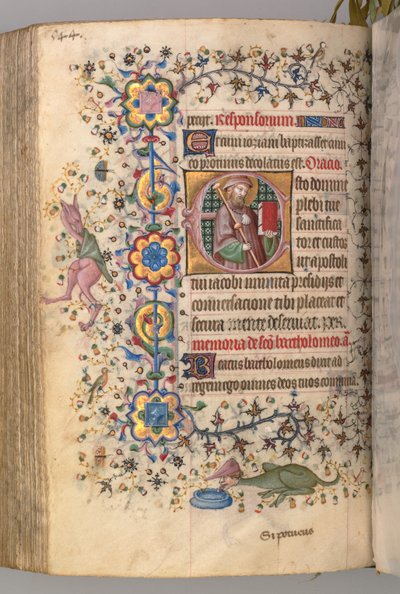 Ore di Carlo il Nobile, Re di Navarra 1361-1425: fol. 266v, San Giacomo, c. 1405 da Master of the Brussels Initials and Associates