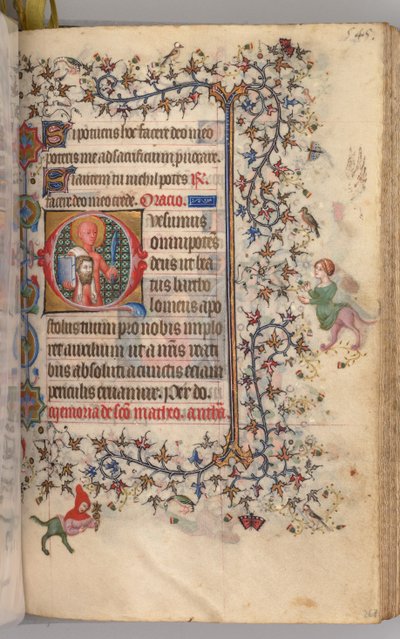 Ore di Carlo il Nobile, Re di Navarra 1361-1425: fol. 267r, San Bartolomeo, c. 1405 da Master of the Brussels Initials and Associates
