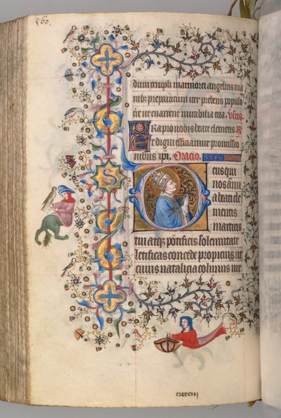 Ore di Carlo il Nobile, Re di Navarra 1361-1425, fol. 274v, San Clemente da Master of the Brussels Initials and Associates