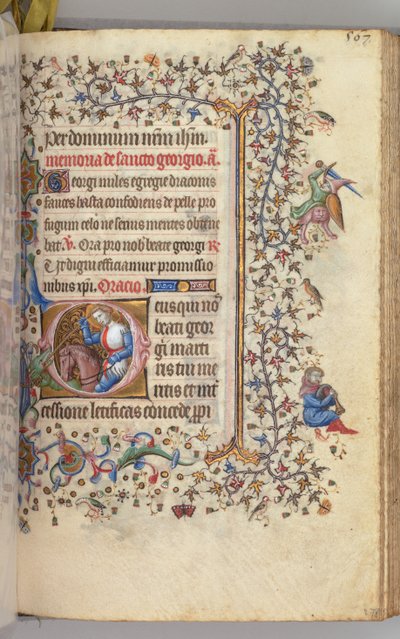 Ore di Carlo il Nobile, Re di Navarra 1361-1425, fol. 278r, San Giorgio, c. 1405 da Master of the Brussels Initials and Associates