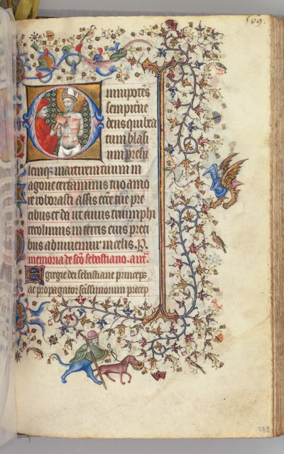 Ore di Carlo il Nobile, Re di Navarra 1361-1425, fol. 279r, St. Basins, c. 1405 da Master of the Brussels Initials and Associates