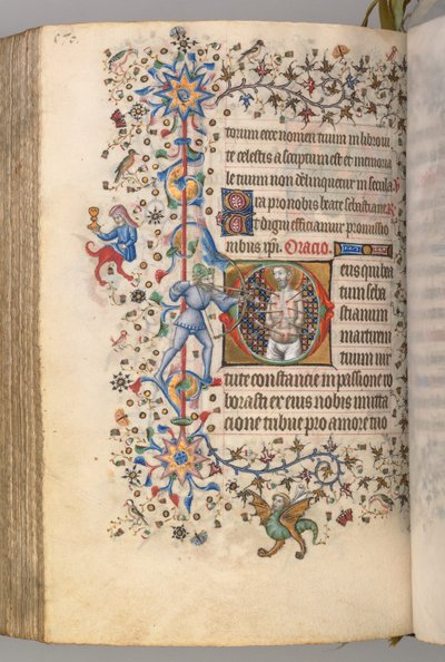 Ore di Carlo il Nobile, Re di Navarra 1361-1425, fol. 279v, San Sebastiano, c. 1405 da Master of the Brussels Initials and Associates