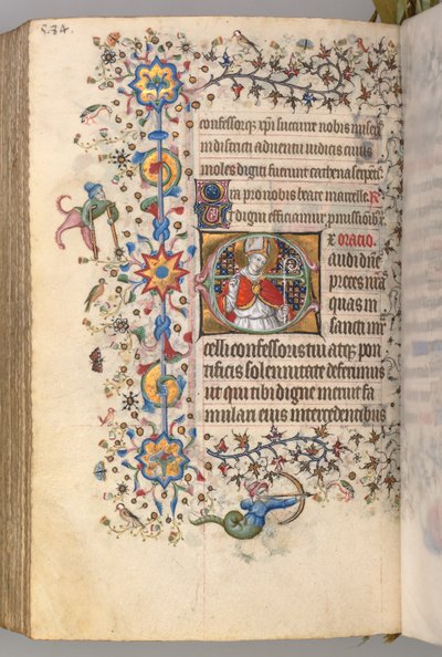 Ore di Carlo il Nobile, Re di Navarra 1361-1425, fol. 286v, San Marcel, c. 1405 da Master of the Brussels Initials and Associates