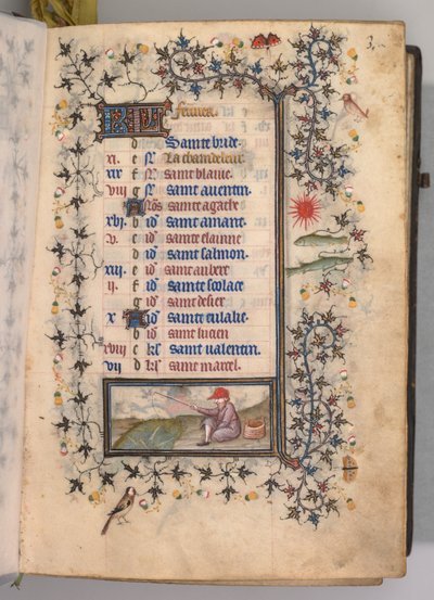 Ore di Carlo il Nobile, Re di Navarra 1361-1425: fol. 2r, Febbraio, c. 1405 da Master of the Brussels Initials and Associates
