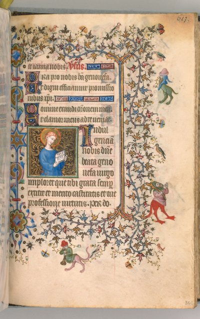 Ore di Carlo il Nobile, Re di Navarra 1361-1425, fol. 301r, St. Geneviève, c. 1405 da Master of the Brussels Initials and Associates