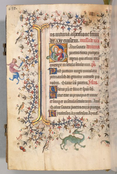 Ore di Carlo il Nobile, Re di Navarra 1361-1425, fol. 313v, Vergine e Bambino, c. 1405 da Master of the Brussels Initials and Associates