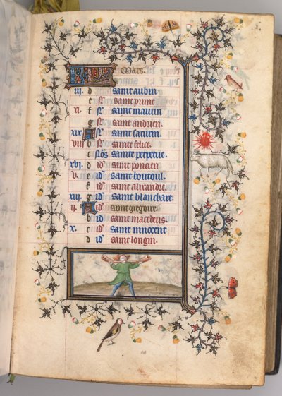 Ore di Carlo il Nobile, re di Navarra 1361-1425: fol. 3r, marzo, c. 1405 da Master of the Brussels Initials and Associates