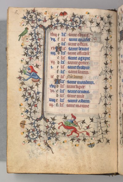 Ore di Carlo il Nobile, Re di Navarra 1361-1425: fol. 3v, Marzo, c. 1405 da Master of the Brussels Initials and Associates