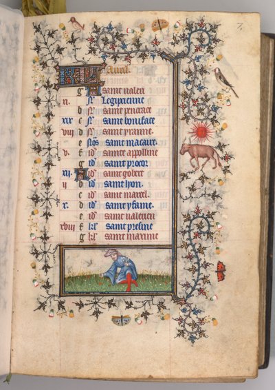 Ore di Carlo il Nobile, re di Navarra 1361-1425: fol. 4r, aprile da Master of the Brussels Initials and Associates