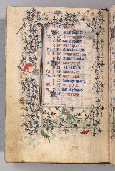 Ore di Carlo il Nobile, Re di Navarra 1361-1425: fol. 4v, Aprile, c. 1405 da Master of the Brussels Initials and Associates