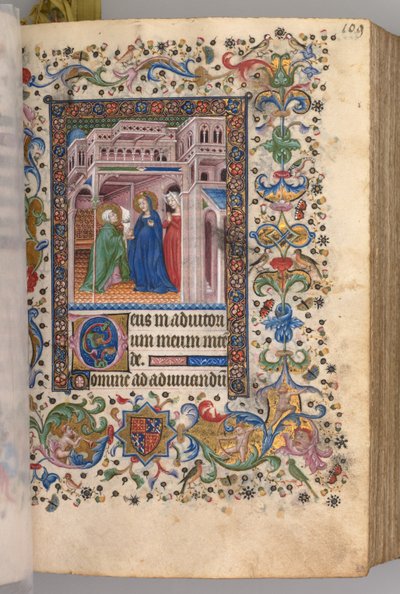 Ore di Carlo il Nobile, Re di Navarra 1361-1425: fol. 55r, La Visitazione Lodi, c. 1405 da Master of the Brussels Initials and Associates