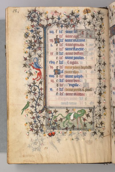 Ore di Carlo il Nobile, re di Navarra 1361-1425: fol. 6v, giugno, c. 1405 da Master of the Brussels Initials and Associates
