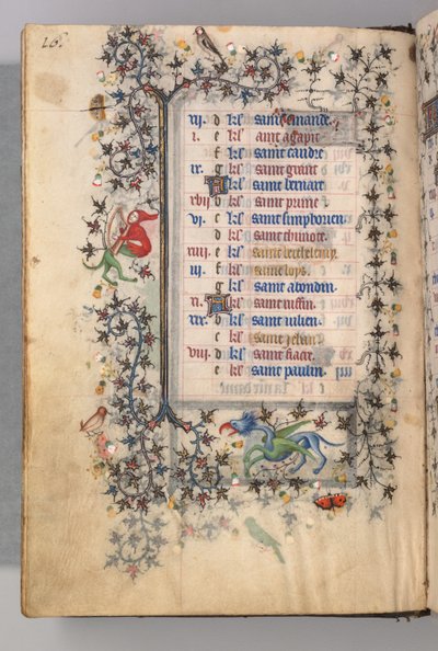 Ore di Carlo il Nobile, Re di Navarra 1361-1425: fol. 8v, agosto, c. 1405 da Master of the Brussels Initials and Associates