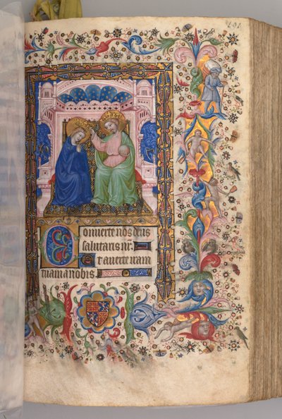 Ore di Carlo il Nobile, Re di Navarra 1361-1425: fol. 96r, Incoronazione della Vergine da Master of the Brussels Initials and Associates