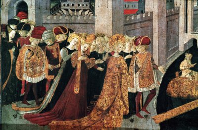 Decameron di Boccaccio: il castellano Pericone accoglie Alatiel, figlia del sultano di Babilonia Beminedab e la sua corte sull