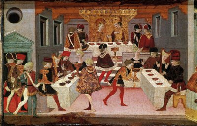 Decameron di Boccaccio: il banchetto organizzato dal castellano Pericone per accogliere Alatiel, figlia del sultano di Babilonia Beminedab e il suo seguito sull