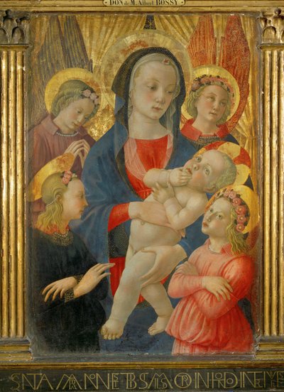 Madonna con Bambino, circondata da quattro angeli ... da Master of the Castello Nativity