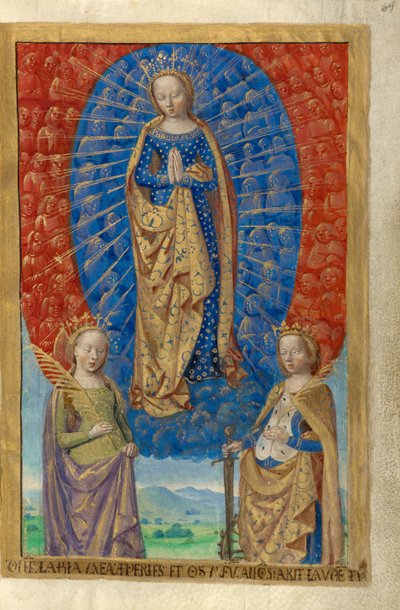 La Vergine in una nuvola di angeli, con le sante Barbara e Caterina da Master of the Chronique scandaleuse