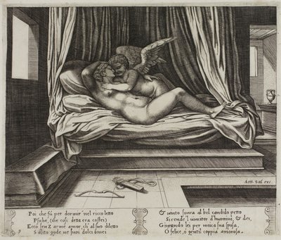 Cupido tra le braccia di Psiche da Master of the Die