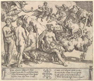 Giove che cade da una carrozza trainata da cavalli, Ganimede in forma di aquila da Master of the Die