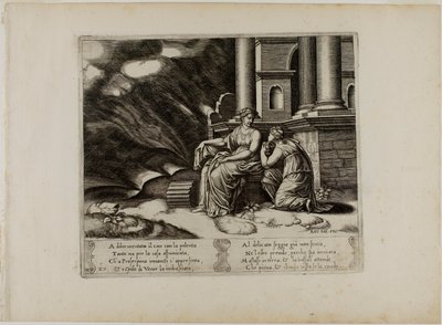 Proserpina dà a Psiche la scatola della bellezza da Master of the Die