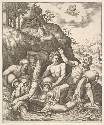 Dei del fiume consolano Peneo per la perdita di sua figlia, Dafne da Master of the Die