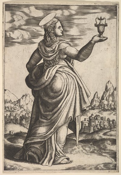 La Maddalena in Piedi Rivolta a Destra, Vaso Tenuto nella Sua Mano Destra Alzata, 1530-60 da Master of the Die
