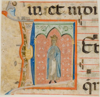 Santa donna con iniziale "L" storicizzata da un libro corale da Master of the Dominican Effigies