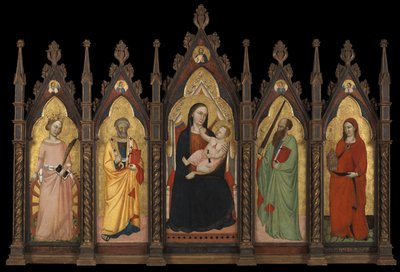 Polittico - Vergine e Bambino in trono con quattro santi da Master of the Dominican Effigies