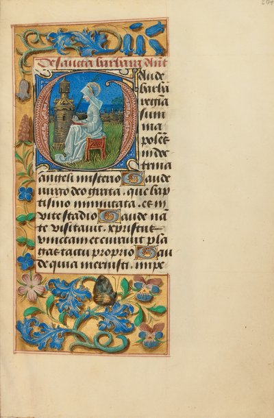 Iniziale G: Santa Barbara da Master of the Dresden Prayer Book
