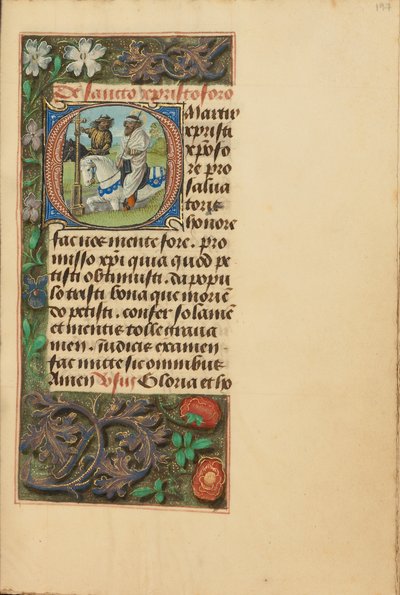 Iniziale O: San Cristoforo da Master of the Dresden Prayer Book