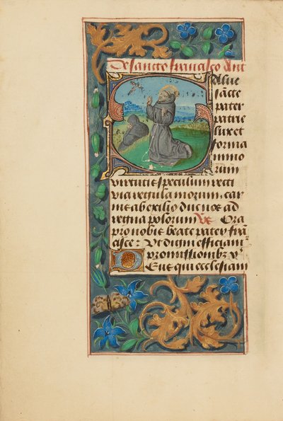 Iniziale S: La stigmatizzazione di San Francesco da Master of the Dresden Prayer Book
