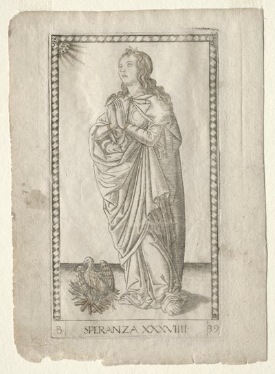 Speranza dai Tarocchi, serie B: Principi cosmici e virtù, #39, prima del 1467 da Master of the E Series Tarocchi