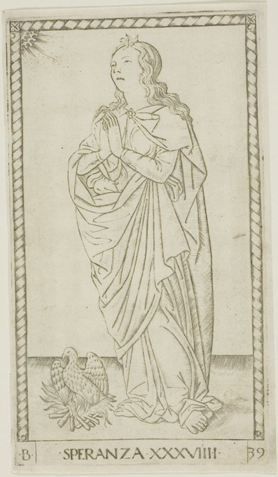 Speranza, tavola 39 da Genii e Virtù da Master of the E Series Tarocchi