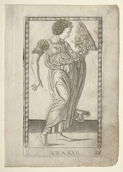 Logica dai Tarocchi, serie C: Arti Liberali, n. 22, prima del 1467 da Master of the E Series Tarocchi