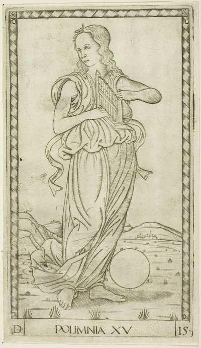 Polimnia, tavola quindici da Apollo e le Muse da Master of the E Series Tarocchi
