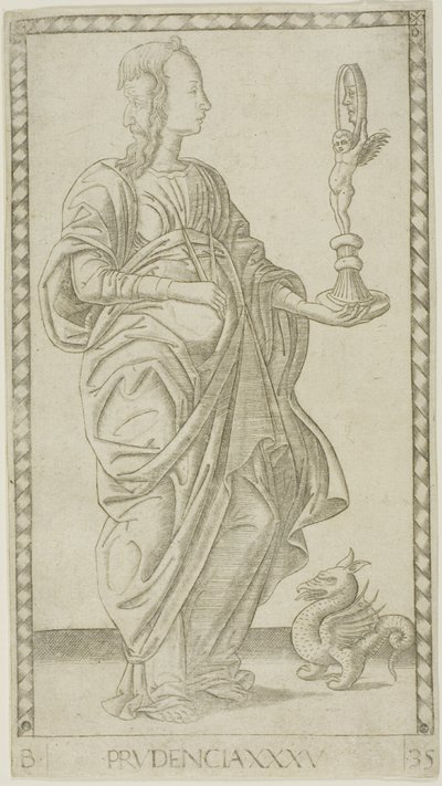 Prudenza, tavola 35 da Genii e Virtù da Master of the E Series Tarocchi